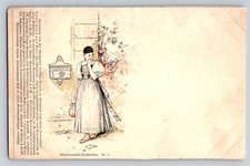 Germany c1906 Deutsche Verlags-Anstalt Stuttgart Postkarte art sketch girl picture