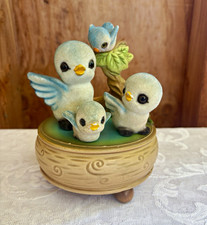 Vintage 50's Josef Originals Flocked Bluebird Music Box Family Japan HTF *AS IS picture
