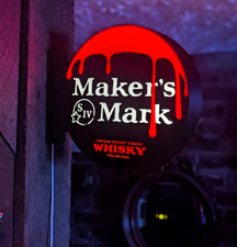 Maker's Mark Illuminated Double Sided Sign Distillery Theme Black Red White picture