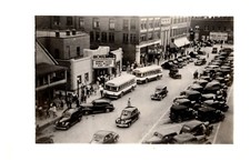 postcard Houlton Maine business district with old cars -busses RPPC 7472 picture