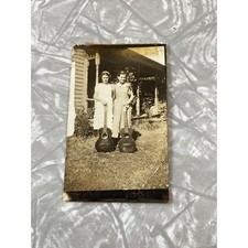 Vintage 1938 Photo Two Girls With Acoustic Guitars Black White Snapshot Antique picture