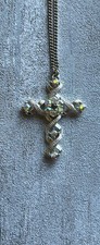 Stanhope Vintage Ribbon Cross Silver Tone Swarovski AB Crystals Imbedded Image picture