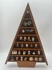 Hallmark Shadow Box Memory Tree Wood Display w/Vtg Miniature Ornaments 80s-2000 picture