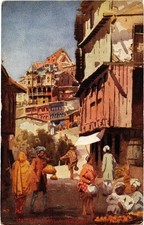 Old postcard AK in the Simla Bazaar INDIA (1504129) picture