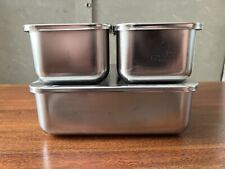 Revere Ware  Stainless Steel 4 pc Refrigerator Food Storage Containers lids vtg picture