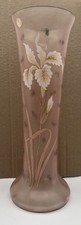 Beautiful Victorian Glass Vase Hand painted Nancy Daum  Antique Cabinet Vase Pnk picture