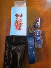 Supbear Bearbrick-Style Bear Figure Keychain w/ Dark Blue Sneaker Charm picture