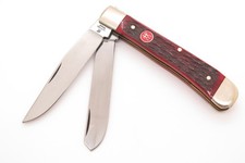 Vtg J. A. Henckels Solingen Germany Trapper Red Jigged Bone Folding Pocket Knife picture
