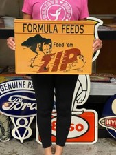 Antique Vintage Old Style Zip Farm Feeds Formula Pig Made USA picture