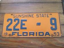 1953 Florida license plate, Putnam county, single digit #9, YOM picture