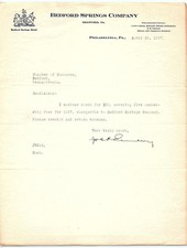1927 Bedford Springs Co. letterhead, PA hotel logo picture