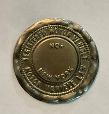 1903-1910 New York State Automobile Registragion Badge | BLANK | White Brass picture