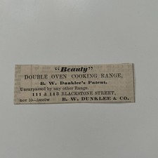 B. W. Dunklee & Co. Beauty Double Oven 1860 Boston Clipping TAJ7-S69 picture
