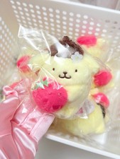 Sanrio Pompompurin Strawberry Plush Charm Plush Doll Gift Kids Toy picture