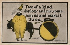 Circus Clown Stands Front of Donkey 1913 Caldwell, KS Antique Vintage Postcard picture