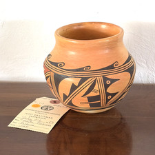 Vintage Native American Anita Polacca Hopi Pueblo Pottery Olla Vase Signed picture