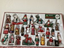 VTG Woolworth 24 Hand Painted Wooden Christmas Tree Ornaments NOS picture
