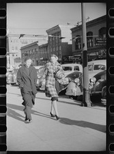 Photo:1930s Downtown Street Fashion Walk Vintage Cars Storefronts picture