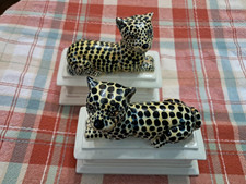 Vintage Mid-Cent Italian Leopard Bookends HollyWood Regency Majolica Style picture