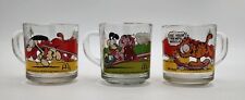 Garfield Glass Mug Cups made in USA 1978 from McDonalds Vintage Set of 3 Anchor picture