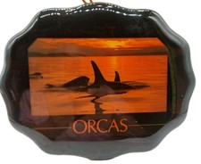 Orca Whale Picture Wood Art Vintage Wall Hanging 7x9 Dencraft Read picture