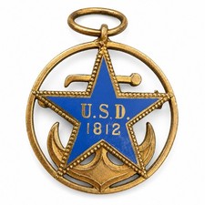 14K Gold Daughters of 1812 Enamel Star Badge J.E. Caldwell USD 1812 DAR RARE USA picture
