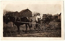 real photo Pioneer People Buckboard Wagon Horses antique postcard RPPC picture