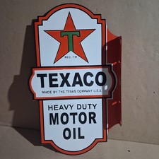 Texaco Motor Oil Porcelain Enamel Sign  24x14 Inches 2 Sided picture