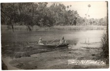 Crystal River, FL Florida old RPPC Postcard, Couple in a Boat picture