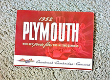 Original 1952 Plymouth Full Line Sales Brochure/ Foldout picture