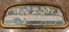 Print of The Last Supper Ornate Curved Frame Color Print 27.5 x 13.5 Vintage picture