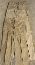 3 Pair WWII 1940s US Military Khaki Officer Chino Pants Button Fly picture