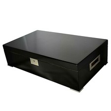 Lockable Black Lacquer Cigar Humidor with Humidifier & Hygrometer VALENTINO-NOIR picture