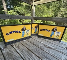 Camel Joe Camel Hard Playic Yellow Framed Collectible Tobacco Advertising Sign picture
