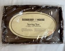 Vintage Sudberry House Wooden Display Needlepoint Serving Tray w/glass insert picture