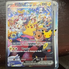 Pikachu ex 30th Anniversary Special Illustration Rare Full Art Holo 150/128 picture