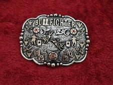 X~Treme BULLZILLA BULLFIGHTING RODEO CHAMPION TROPHY BUCKLE☆Rare☆1990☆901 picture