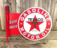 Texaco Gasoline Oil Large Flange Vintage Style Metal Sign picture