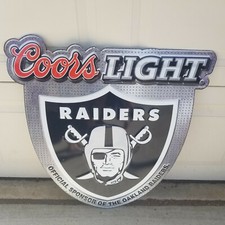 Coors Light Oakland Raiders beer NFL Sign Tin Vintage picture