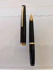 vtg Black Gt Platinum Short Fountain Pen - Huge 18k Nib picture