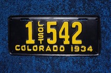 1934 Colorado LOST License Plate picture