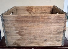 Vintage Heavy Wood Dairy Milk Soda Crate Metal Wooden Box Primitive 17x12x10  picture