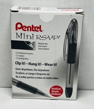 12 Pack Mini R.S.V.P Ballpoint Pens - Stylish Translucent Barrels Black Ink U1C picture
