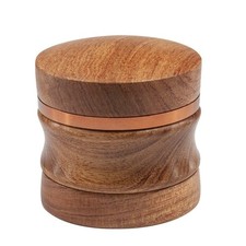 2.4'' 4 Piece Walnut Solid Wood Metal Herbal Herb Spice Grinder Crusher Gold picture