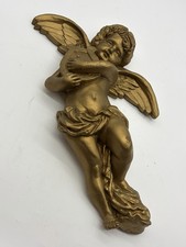 VTG HOMCO Large Cherub Wall Hanging Gold Tone Heavy Resin Victorian Angel 15