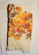 Vintage 1970s Penney's Decorator Collection Floral Hand Towel - Orange & Yellow picture