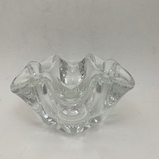 Art Vannes France Ruffled Star Lead Crystal Cigar Ash Tray Candle Holder MCM picture