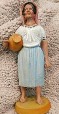 Vintage Mexican Folk Art Terra Cotta Woman Figurine - Hand Painted Pottery picture