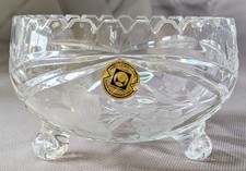 Vintage Lausitzer Bleikristall 24% Lead Crystal 3-Toe Footed Bowl GDR Germany 6