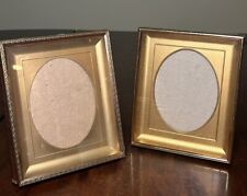 2-Vintage MCM Metal Gold Tone Oval Shadow Box Photo & Picture Frame 5x7 4x6 Open picture